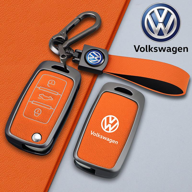 Für VOLKSWAGEN Neue Leder Auto Klappschlüssel Hülle Schale Für Volkswagen VW Polo Golf Passat Tiguan Beetle Caddy Eos Autoschlüsselanhänger