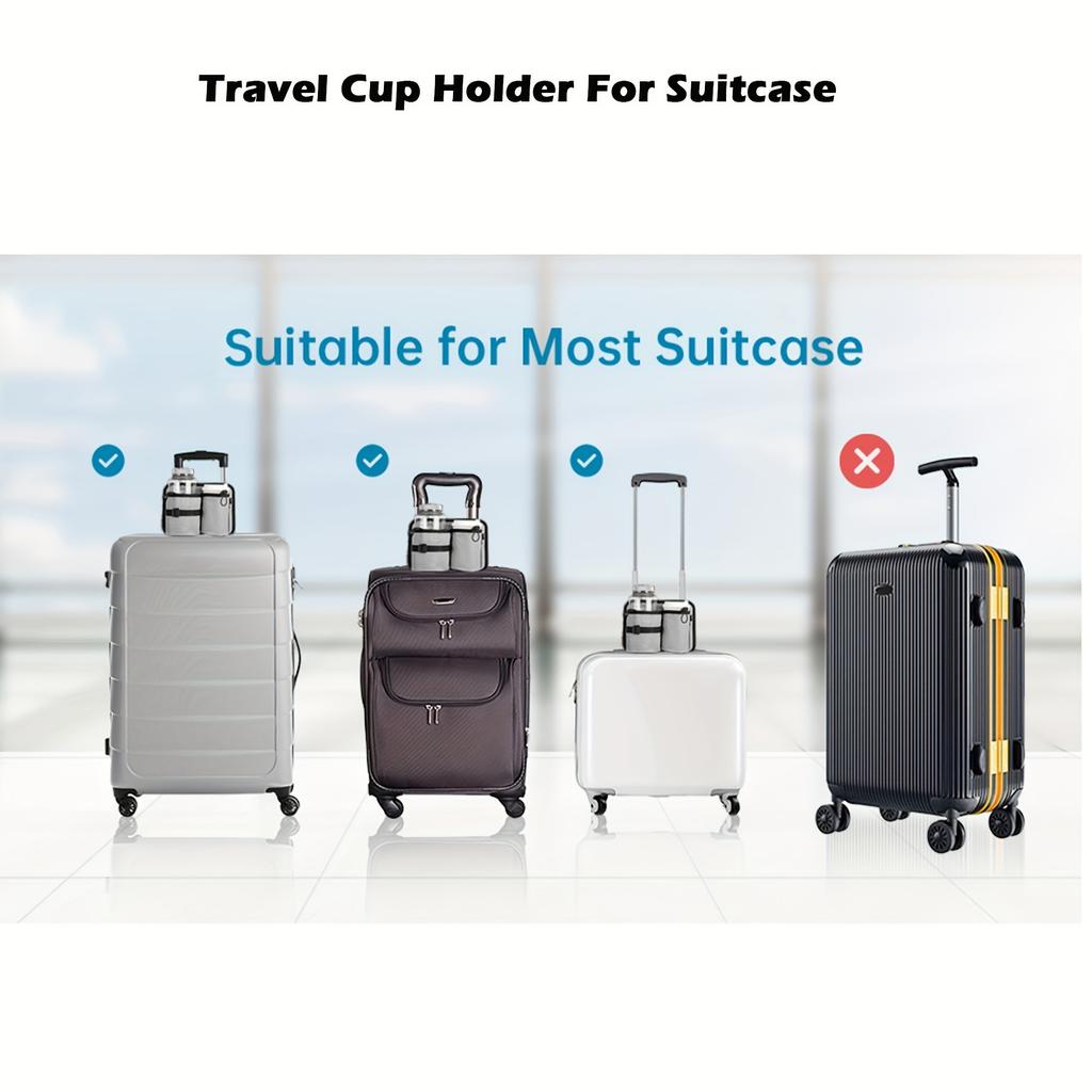 1pc Adjustable Suitcase Cup Holder, Portable Travel Accessory, Durable Fabric, Reusable Drink Caddy For Luggage Handle