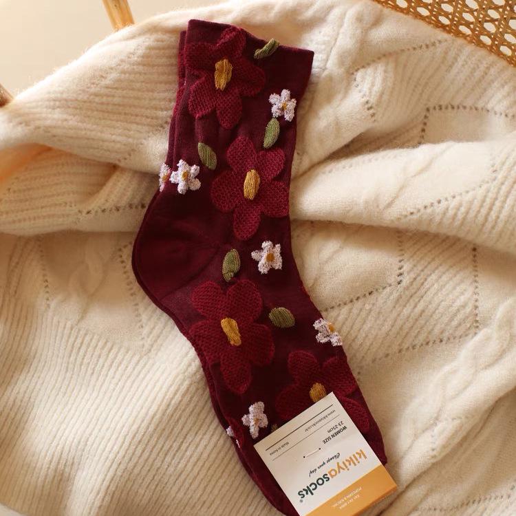 Autumn Women s Multi-color Mid-calf Combed Cotton Socks - Japanese Style Trendy Design