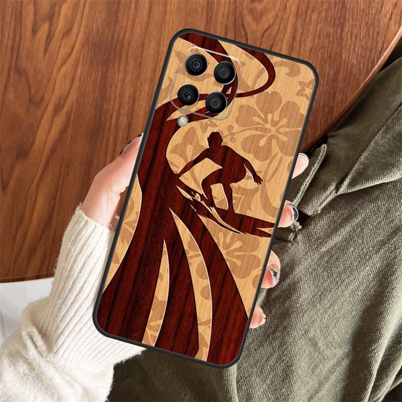 Beach Hawaiian Faux Koa Wood Case For Samsung Galaxy M14 M34 M54 M12 M32 M52 M15 M11 M13 M06 M16 M36 M56 M31 M53 M35 M55
