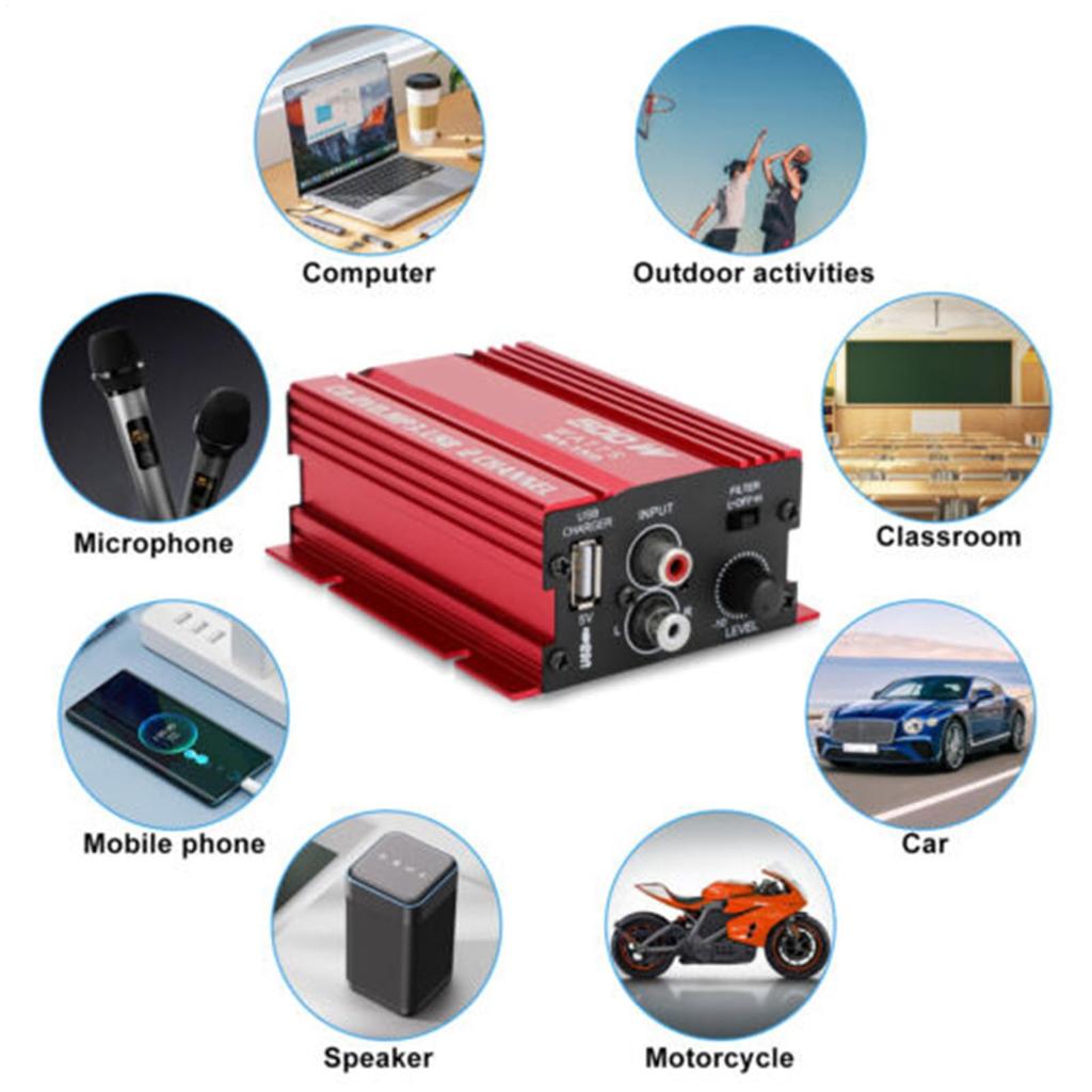 Car Audio Amplifier - Portable 2 Channel Amplifier, Pure Speaker Amplifier | High Performance