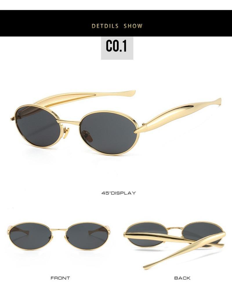 New Fashion Metal Small Frame Oval Sunglasses Trendy Women'S Summer Outdoor Photography Eyeglasses Uv400