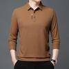 Autunno Nuovo T-Shirt Lunga da Uomo Polo con Risvolto Gioventù Business Slim Tinta Unita Manica Lunga Abbigliamento da Uomo
