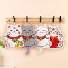 Lucky Cat Coral Fleece Cartoon Hanging Towel for Kitchen & Bathroom - Soft & Child-Friendly