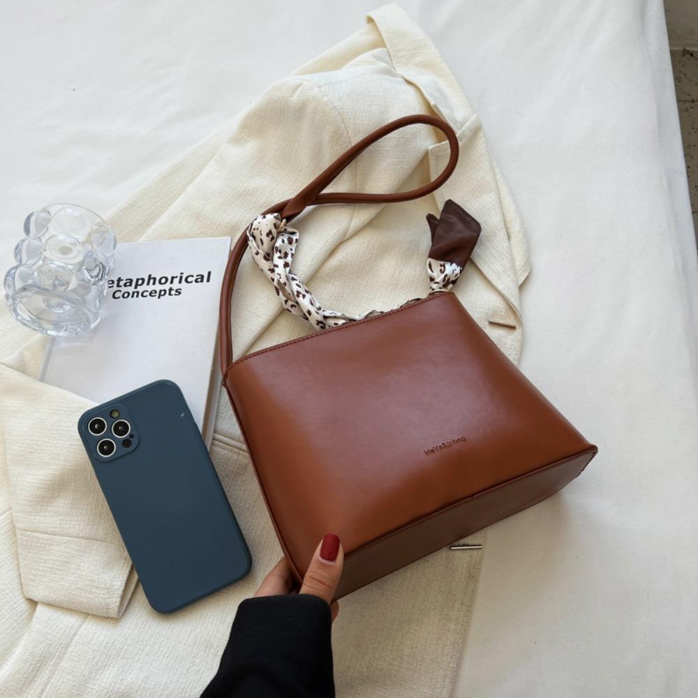 PU Leather Small Square Bag Korean Style Single Shoulder Bag Vintage Underarm Bag  Office Worker