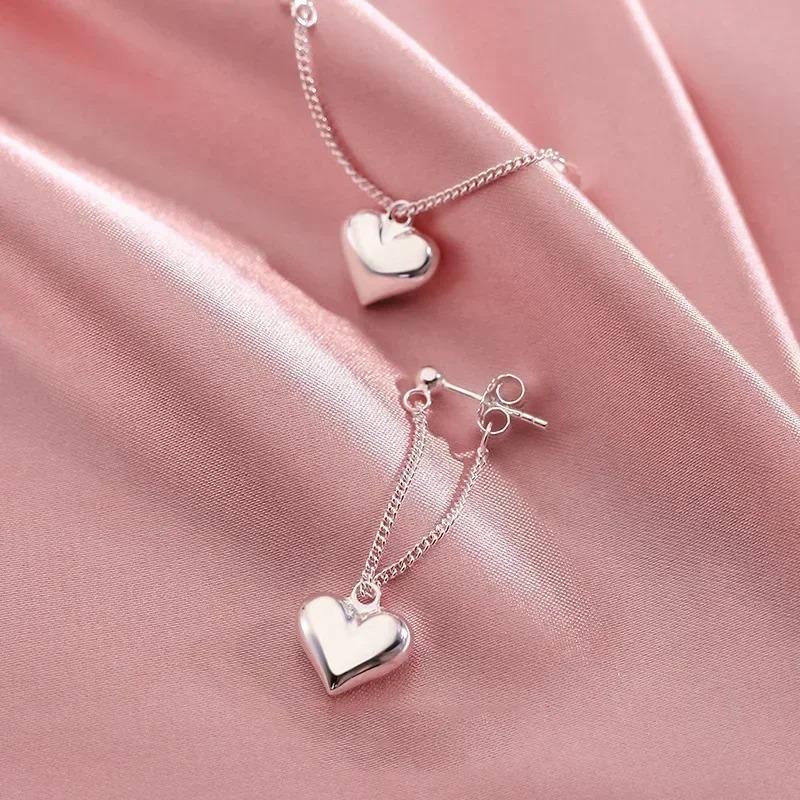 925 Sterling Copper Heart Earrings for Women Hypoallergenic Zircon Party Gift Elegant Accessories Heart Shaped Earrings