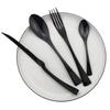 JANKNG 24Pcs 18/10 Stainless Steel Dinnerware Set Black Dinner Silverware Spoon Fork Knife Cutlery Tableware Set Flatware Set