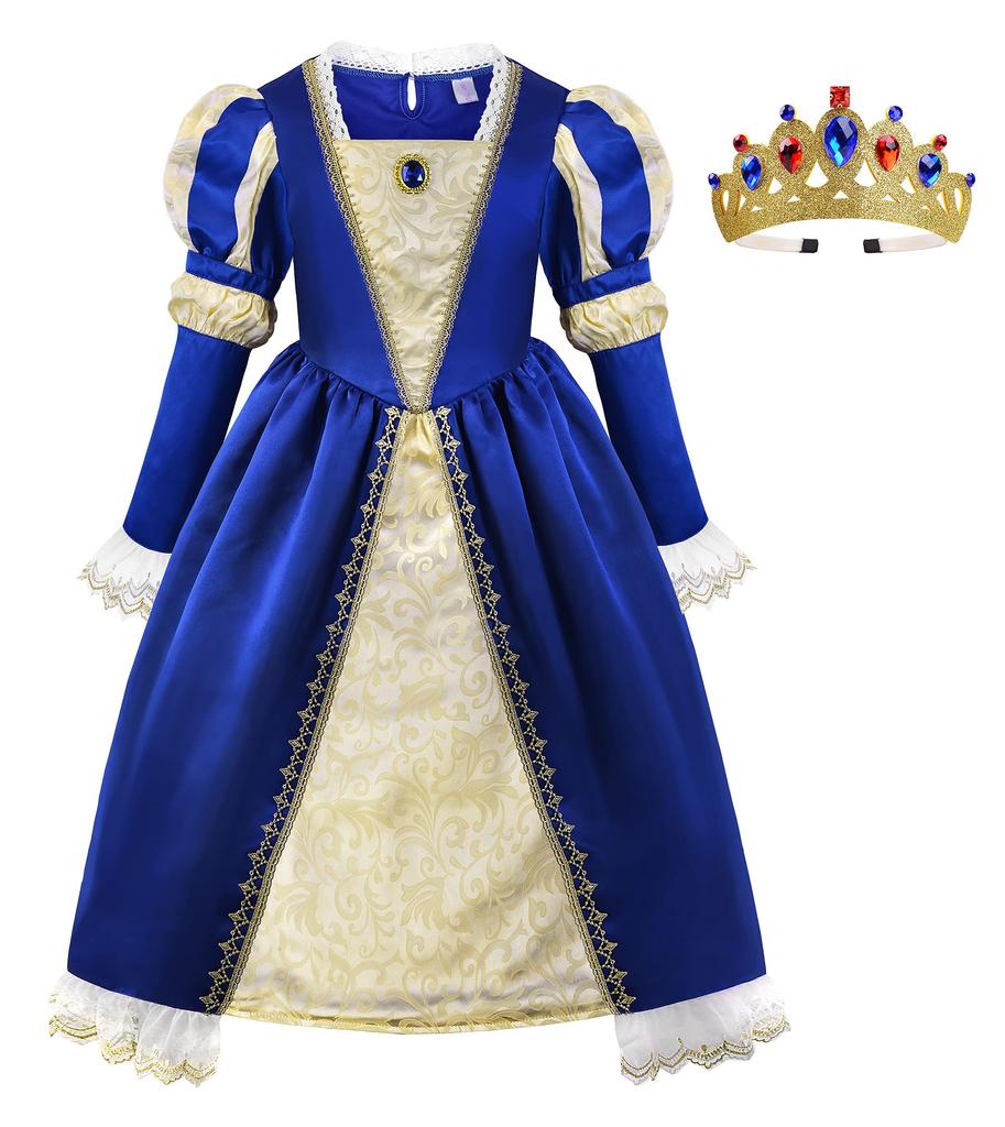 Princess Medieval One Stage Long Sleeve Navy 120 [ReliBeauty] Dress, Children, Girls, Europe, Piece, Halloween, Costume, Costume, Recital, Concert,