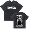 Washed Vintage Rapper Kanye West Donda Album Graphic T-shirt Men Harajuku Oversized T-shirts Hip Hop Fashion Pop Music T Shirts