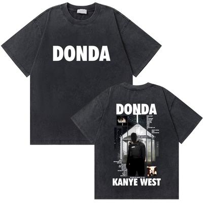 Camiseta Gráfica de Rapper Kanye West Donda Album Lavada Vintage para Hombre Harajuku Camisetas Oversize Moda Hip Hop Camisetas de Música Pop