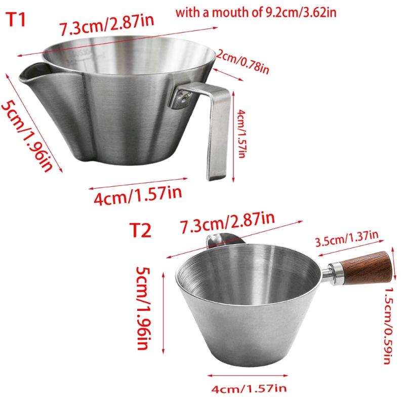 Practical Espresso Filter Cup With Handle and Scale Stainless Steel Milk Ounces Cup With Measurement Marks