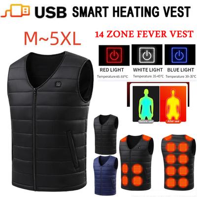 Chaleco calefactable de 14 áreas, chaleco cálido, chaqueta eléctrica de invierno con USB, abrigo térmico para hombre y mujer