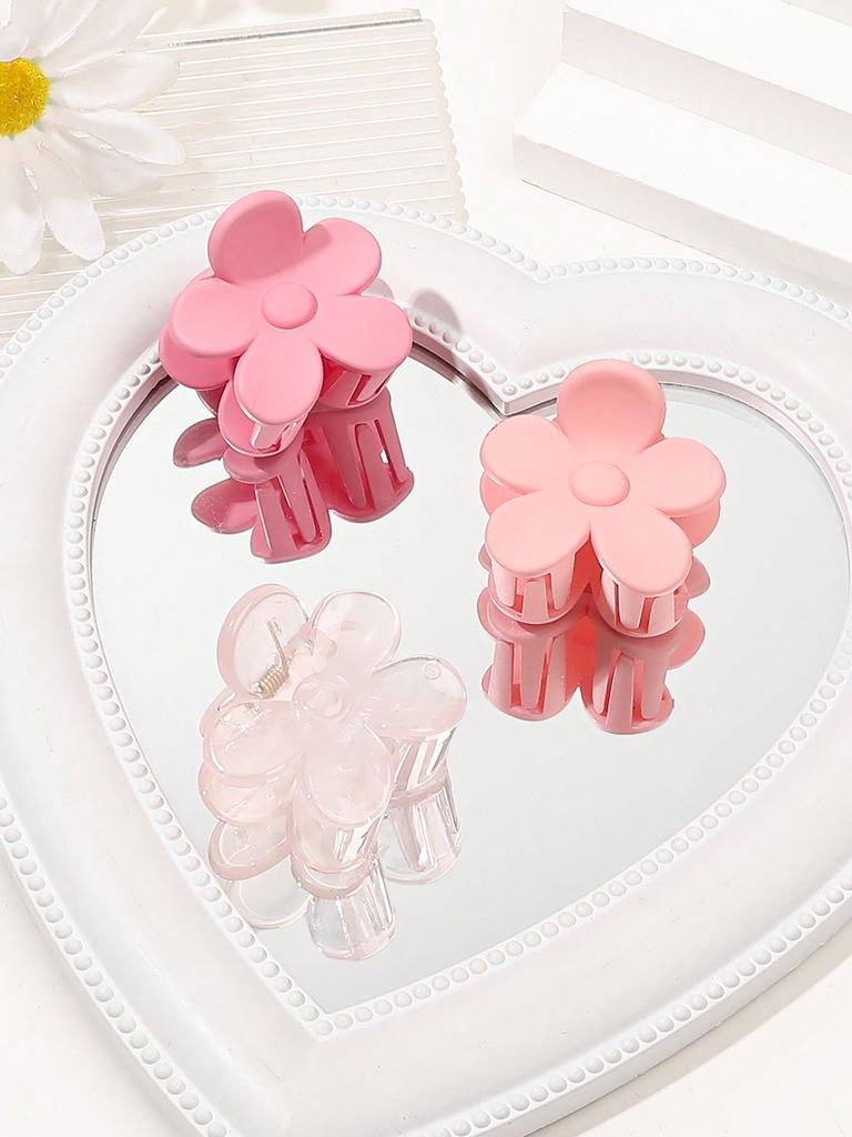 3Pcs Pink Cute Daisy Flower Small Hair Claw Clip,Strong Hold Clip Barrettes,Hair Clamp,Hair Accessories For Women Girls Gift