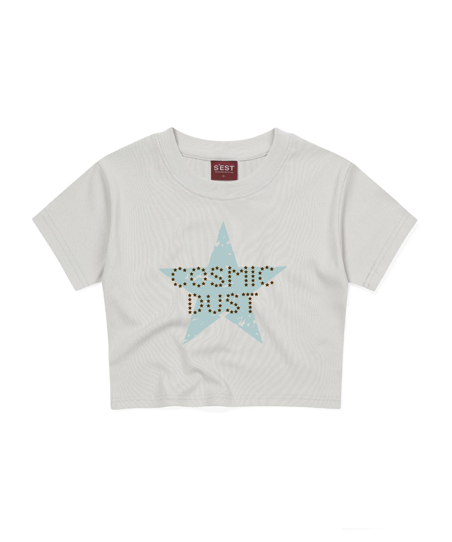 Siest Shining Dust Crop T-Shirts Beige Free