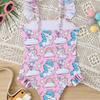 2026 European Girls' Printed One-Piece Swimsuit for Toddlers