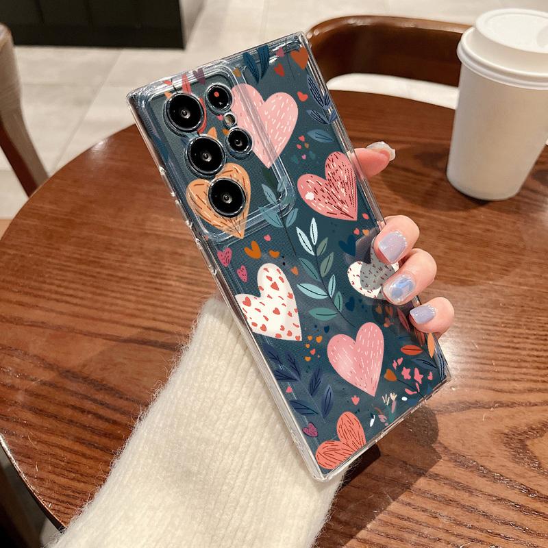 Pink Love Hearts Eye Case For Samsung Galaxy S26 Ultra S25 FE S24 S23 S22 A54 A15 A35 A55 A16 A36 A56 A17 A37 A57 5G Soft Cover