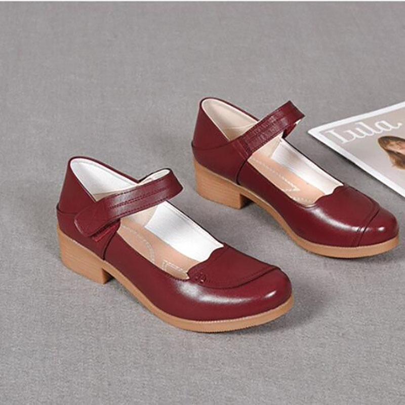 Fashion GKTINOO Spring Autumn Shoes Woman 2025 Genuine Leather Women Pumps Lady Leather Round Toe Platform Shallow Mouth Shoe