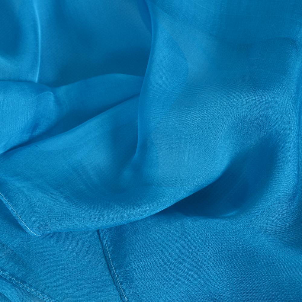 [BYSIFA] Peacock Blue Winter 100% Mulberry Silk Long Scarves Wraps Female Fashion Large Scarf Shawl Spring Fall Silk Scarf Cape