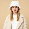 New Fluffy Fur Bucket Hat Warm Women'S Winter Hat Plush Fisherman Hat Thicken Cold Snowy Day Panama Cap Outdoor Snow Activity