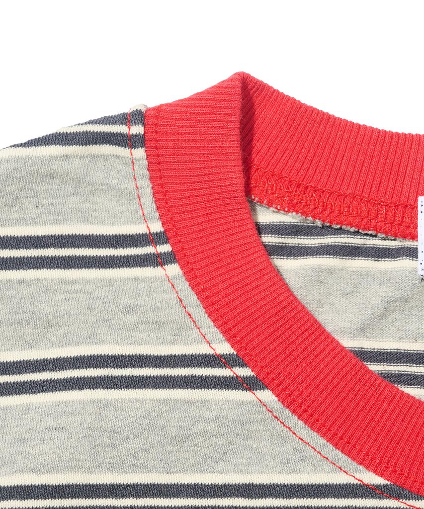 TAILOR STUDIO Classic Striped Short Sleeve T-Shirt (Grey)