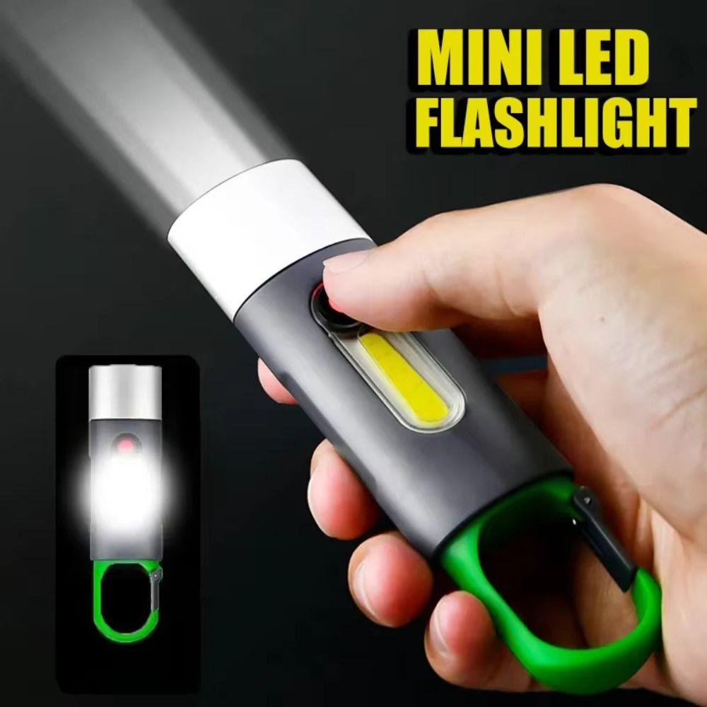 Red Blue Warning Light Zoomable Flashlight Portable Hook Waterproof Super Bright Torch 6 Hours of Battery Life