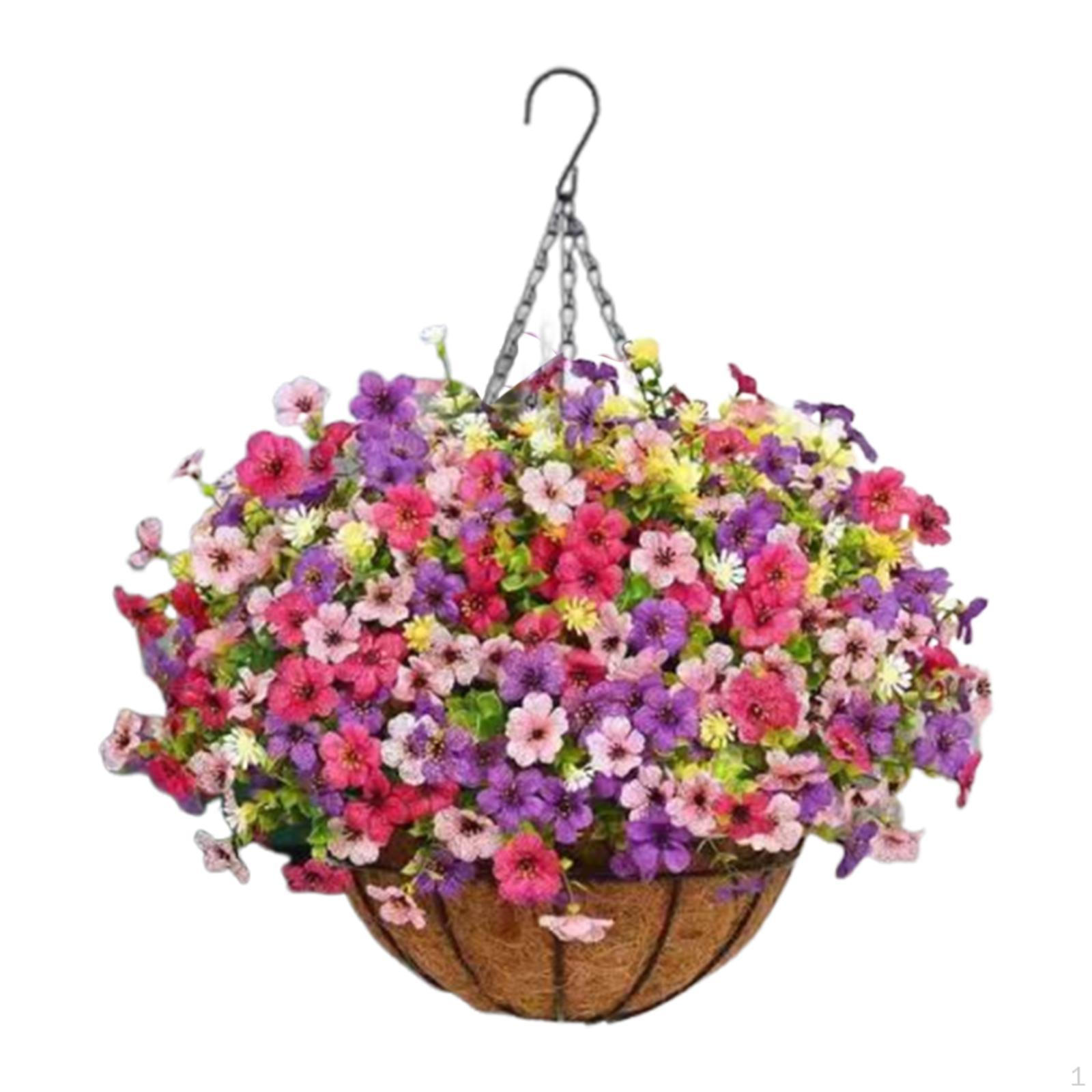 

Artificial Flower Basket Plant Hanger, Coconut Lined Chain Pot, Fake Hanging Plants for Home A