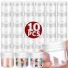 Clear Plastic Jars with Lids Wide-Mouth Refillable Storage Containers,Empty Round Containers for Candy Beads Making Food Storage
