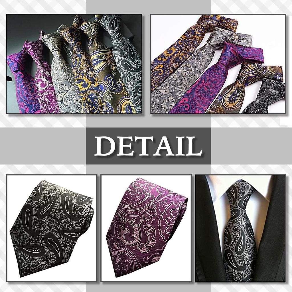 CHROME CRANE Paisley Solid Necktie for Men (NR008, Black) - Suitable for Suits, Business, and Casual Wear.