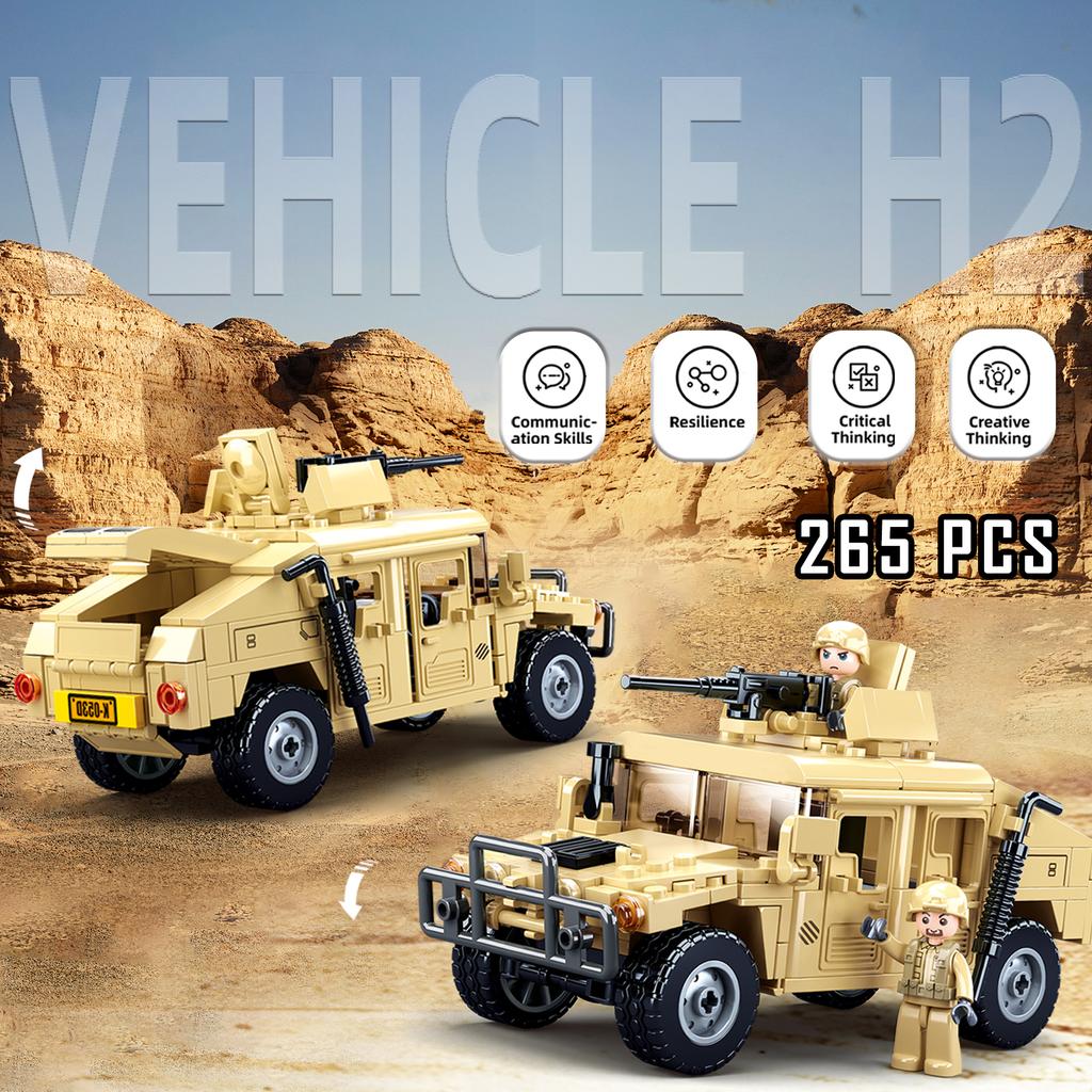 Ungiftig 265 Teile Zweiter Weltkrieg Militär Swat H2 Sturmfahrzeug Auto Bausteine Armee Soldat Rüstung Auto Modell Bausteine DIY Spielzeug Geschenke Für Kinder Kinder