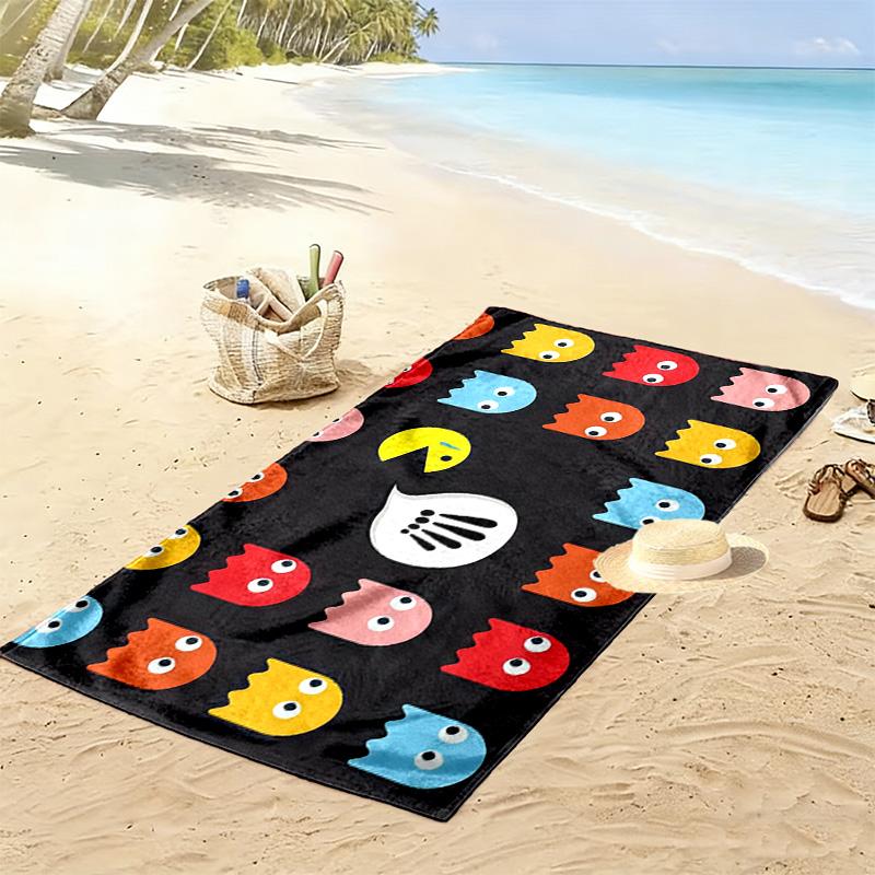 Pac‑Man2 Print Beach Towel, Large Soft Quick Dry Towel for Beach Camping Swimming