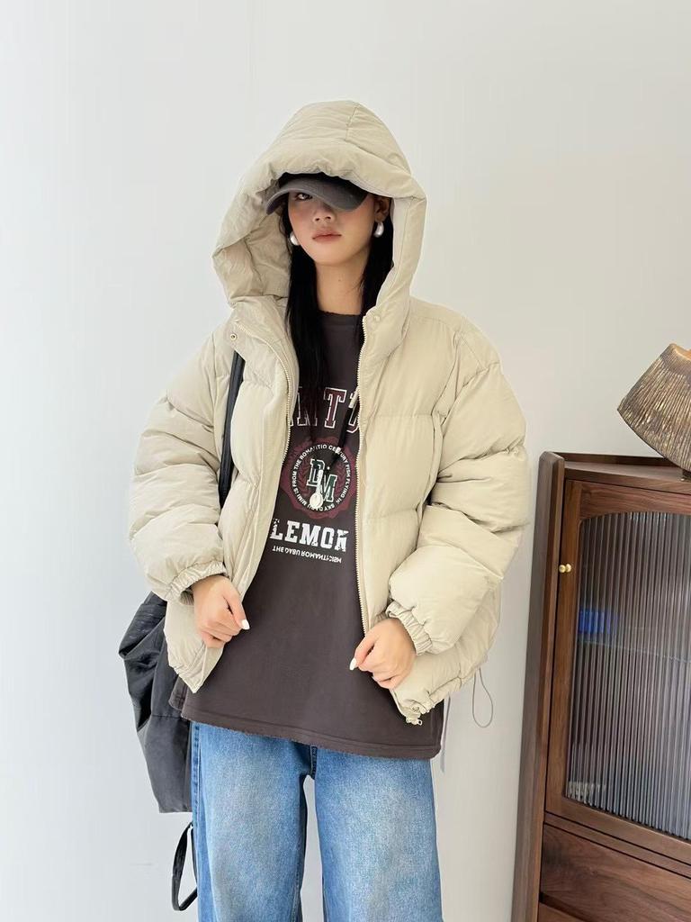 Winter Korean Style Loose Plus Size Casual Padded Cotton Hooded Jacket