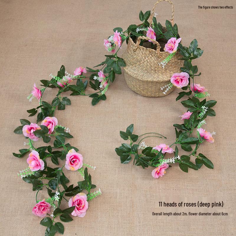 Artificial Rose Flower Vine for Indoor Decoration: Ceiling Hanging & Living Room Decor