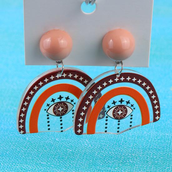 1 Pair Stud Earrings Cute Allergy Free Acrylic Creative Design Rainbow