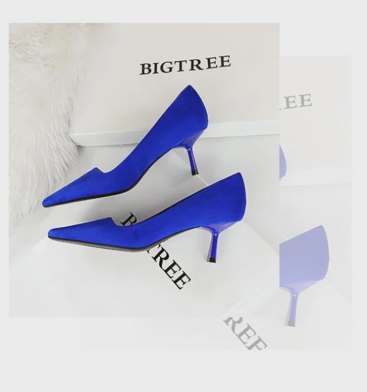 Korejská móda semišové vysoké podpatky - Dámské boty se čtvercovou špičkou pro jaro a podzim