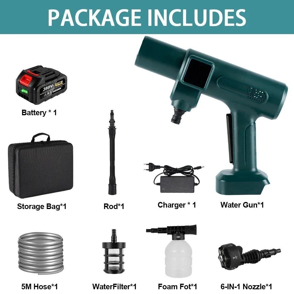3500W 200Bar 6 IN 1 Brushless Electric Car Washer Gun Portable Cordless Rechargeable Car Garden Power Tool