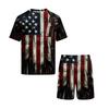 Men's Short Sleeve Pajama Set Lightweight Soft Fabric Crew Neck Top and Elastic Waist Shorts Summer Homewear Sleepwear Set