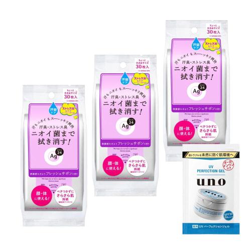 [Bulk Purchase] AG Deo 24 Clear Shower Sheet N (Fresh Savon) 30 Sheets X 3 + Bonus Odor, Sweat, Stress Odor, Non-sticky, Smooth, Whole Body, Face, Ant