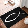 Jesus Fish Front Door Mat Anti-Slip Outdoor Quick Dry Christian Doormat Kitchen Balcony Entrance Rug Carpet