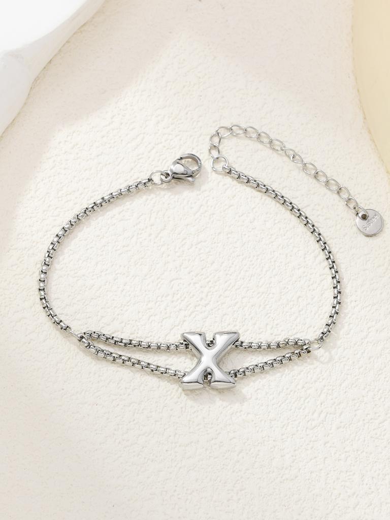 New stainless steel wholesale 26 English letters double-layer ring gold-plated bracelet