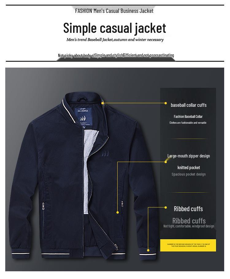 Leadino Nautica Men's Baseball Collar Jacket: Comfortable, Versatile, Plus Size Casual Outerwear for Spring and Autumn