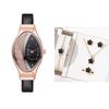 Fashionable Women's Rhinestone Leather Strap Watch with Flowing Sand Design