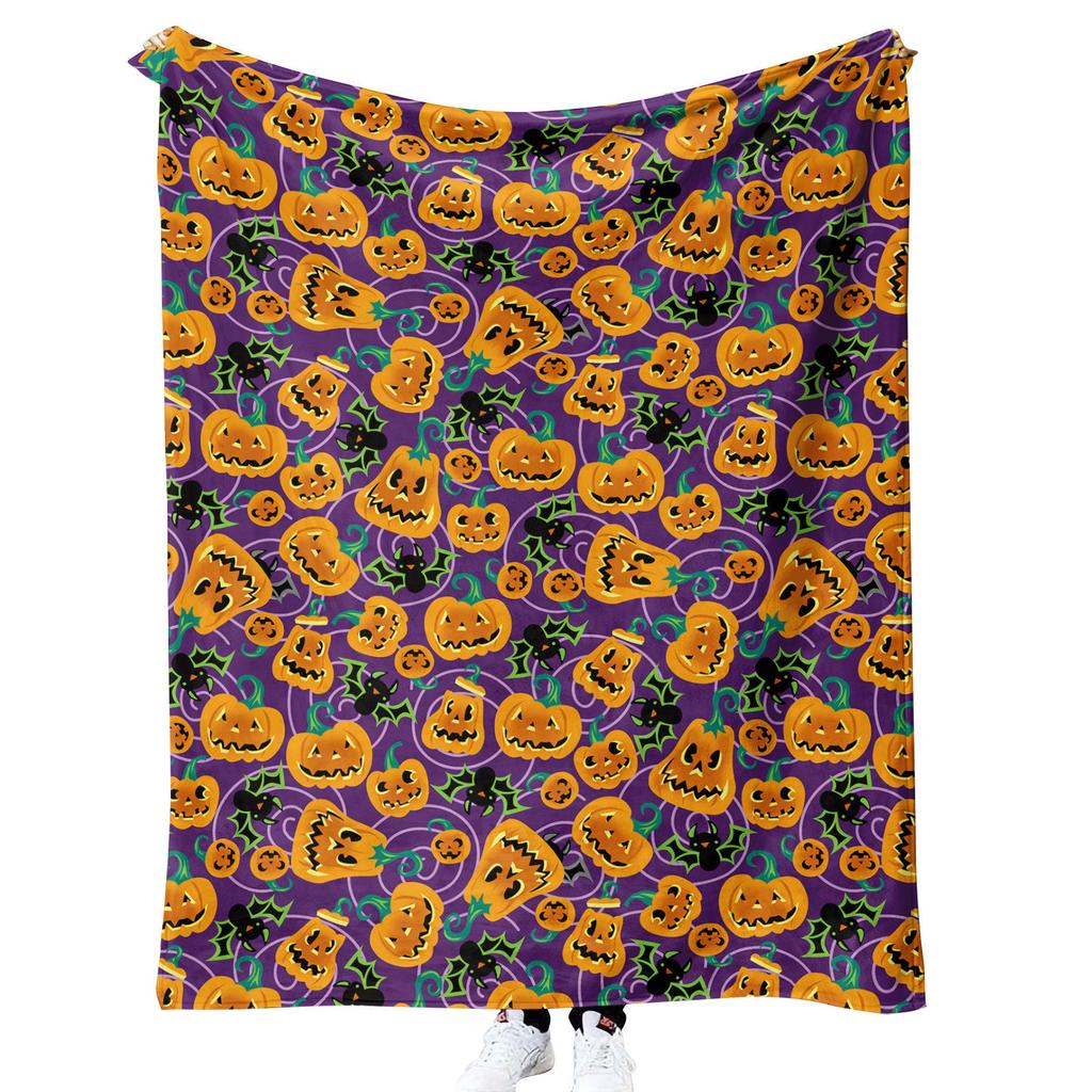 Halloween Pumpkin Design digitalprinted polyester Bedroom velvet flannel soft sofa cover blanket Fleece soft sofa cover