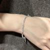 Handmade Korean Design 925 Sterling Silver Sea Blue Crystal Beads Beaded Bracelet for Women