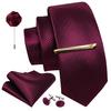 Modische Herren-Krawatte mit Krawattenstangen, 7 Stile, Seidenkrawatte, Einstecktuch, Manschettenknöpfe, Boutonniere-Set