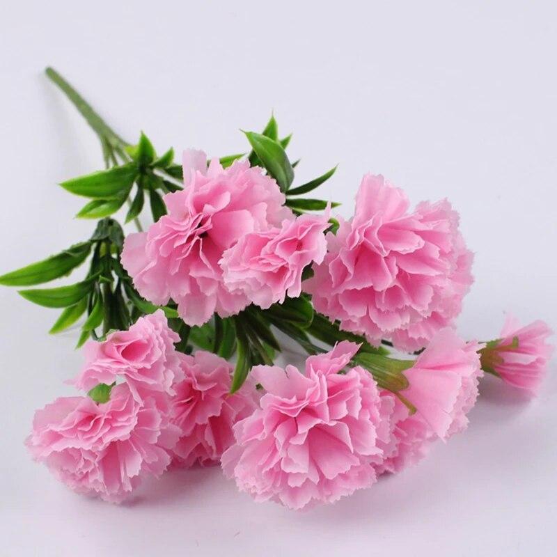 1pc Artificial Carnation Flowers, Fake Flower Bouquet Bridal BouquetswWedding Centerpieces Decor, Outdoors Home Garden Party Dec