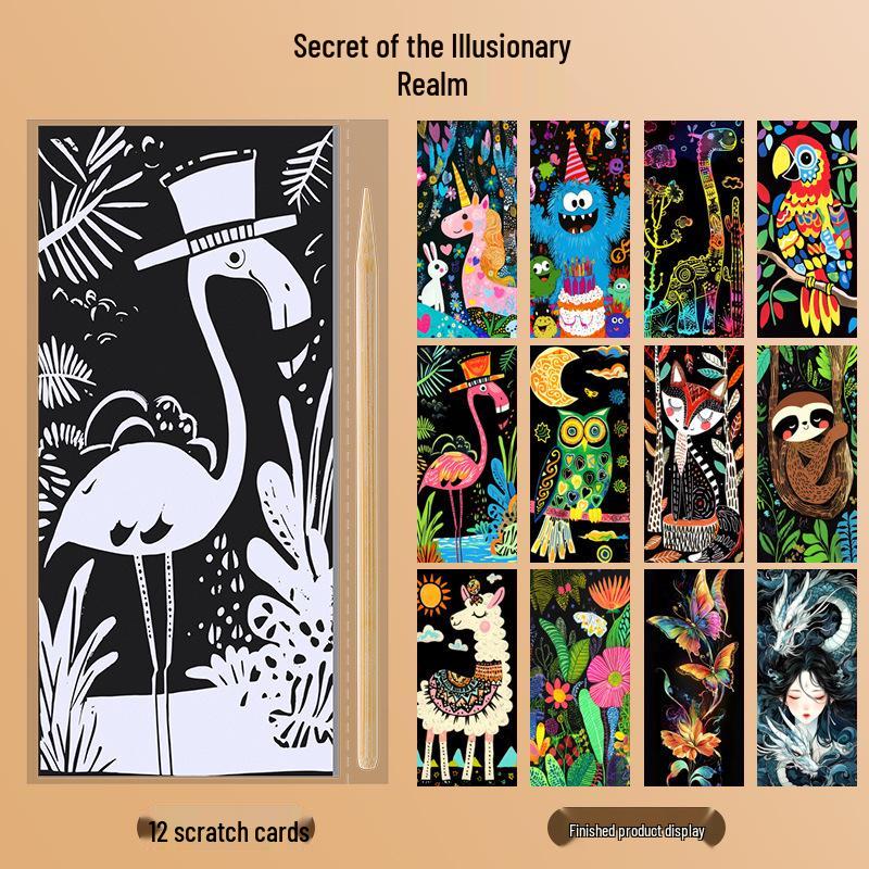 Färgglada DIY Skrapkonst Sticky Notes för Barn - Kreativa Stresslindrande Bokmärken