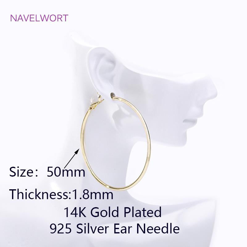 Trendy 14K Gold Plated Simple Round Round Hoop Earrings,High Quality Big Circle Earrings For Women Earring Party Jewelry Gift