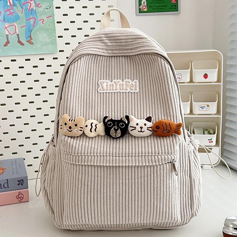 

School bag new high-value retro fresh striped backpack junior high school students light travel large capacity backpack