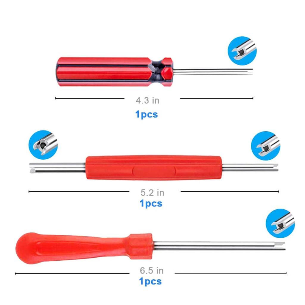 64 Pieces Valve Core Repair Tool, 3 Pieces Car Bike Tire Valve Remover, 1 Piece 4-way Valve Core Tool, 20 Pieces Tire Valve Caps, 40 Pieces Valve Core