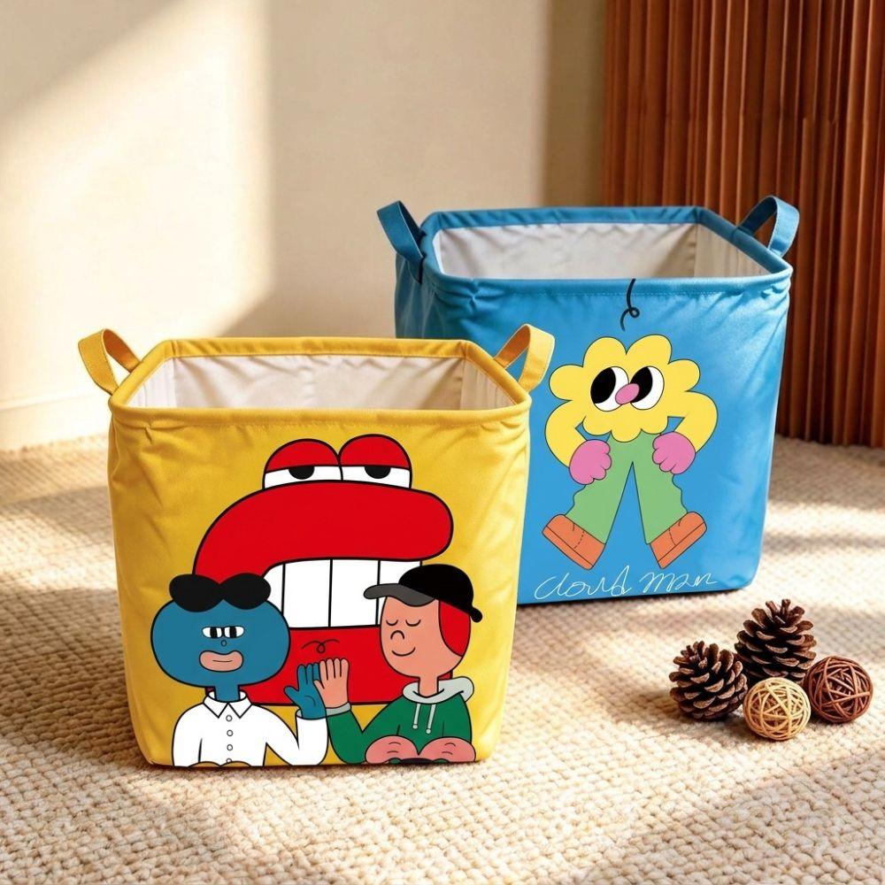 Waterproof Foldable Storage Basket Cartoon Print Car Trunk Organizer New Laundry Hamper Home
